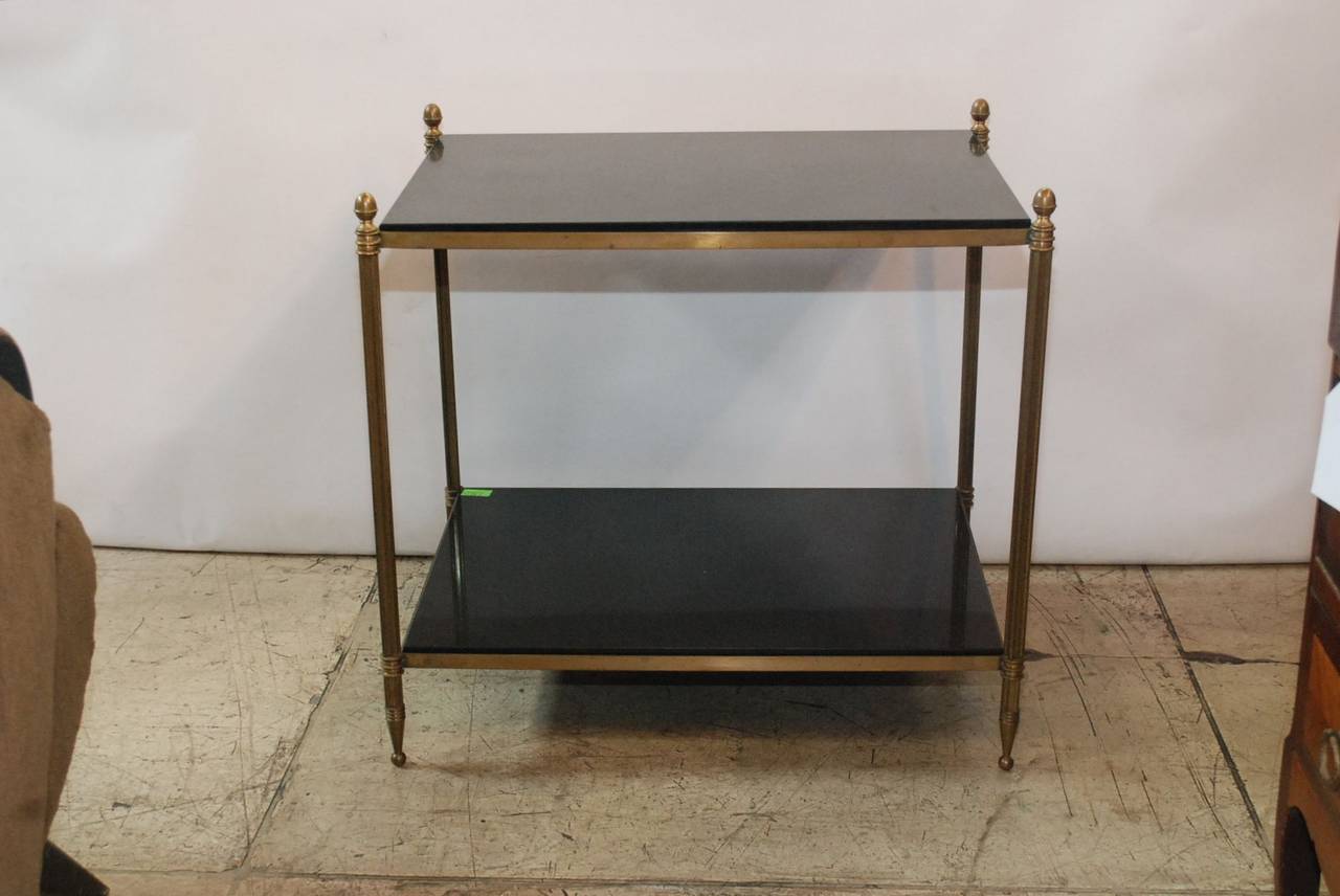 French Directoire Style Brass and Granite Side Table In Good Condition In Cathedral City, CA