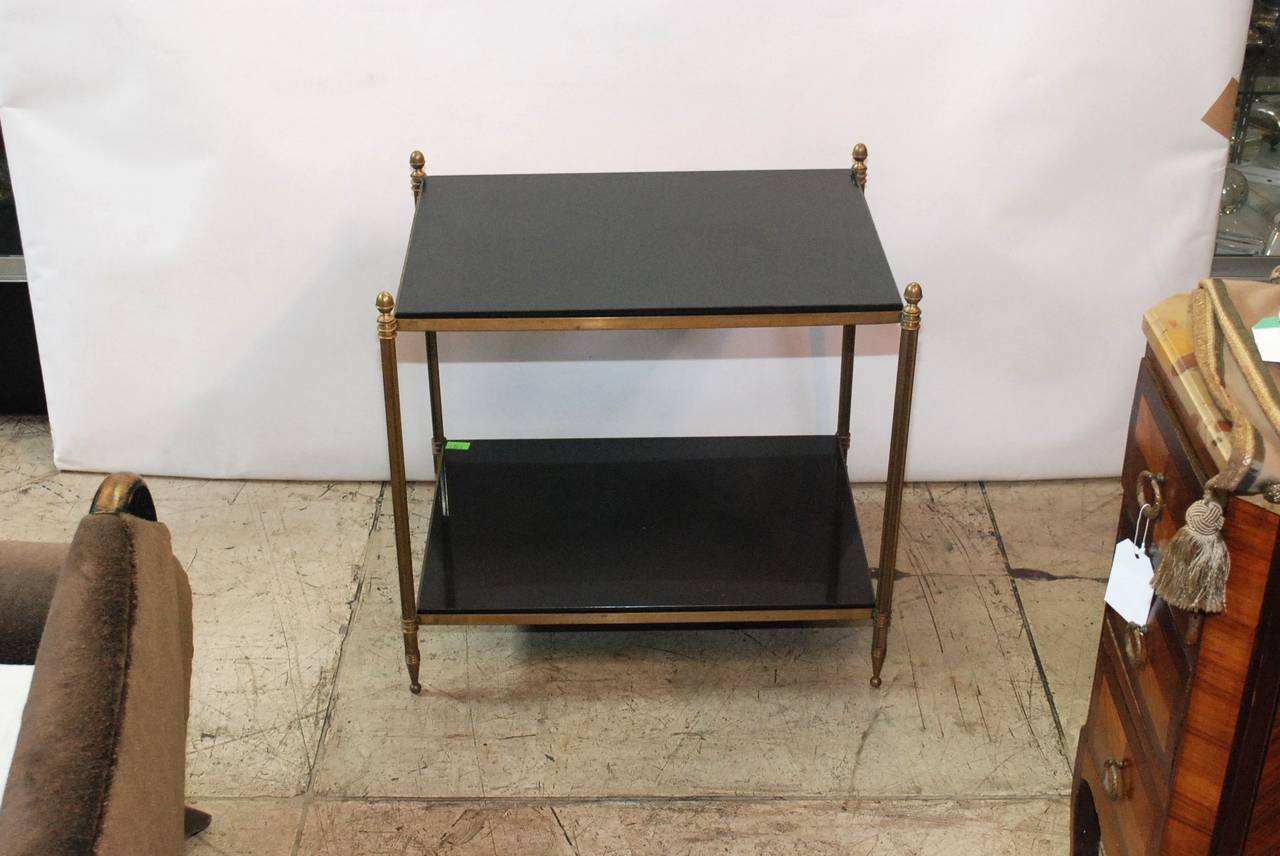 20th Century French Directoire Style Brass and Granite Side Table
