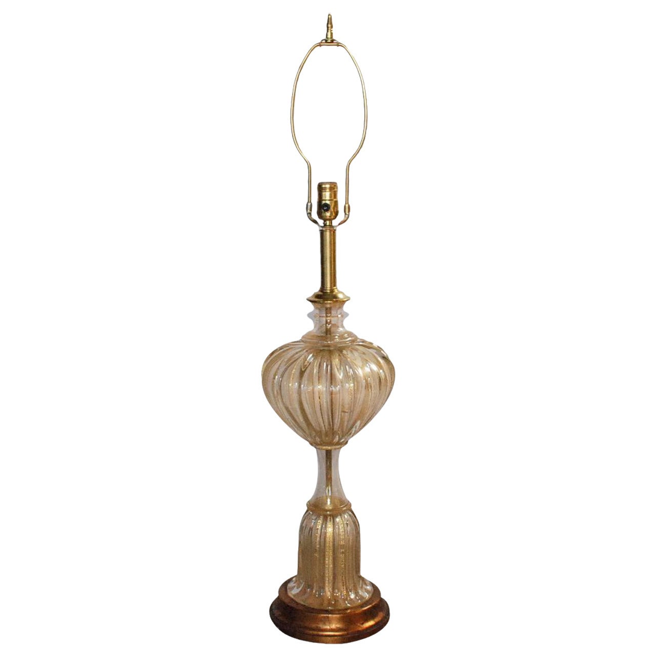 Single Gold Infused Mid-Century Murano Lamp