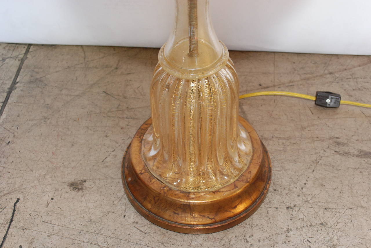 Italian Single Gold Infused Mid-Century Murano Lamp