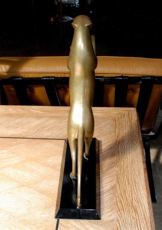 Wood 1960's Brass Panther Sculpture.