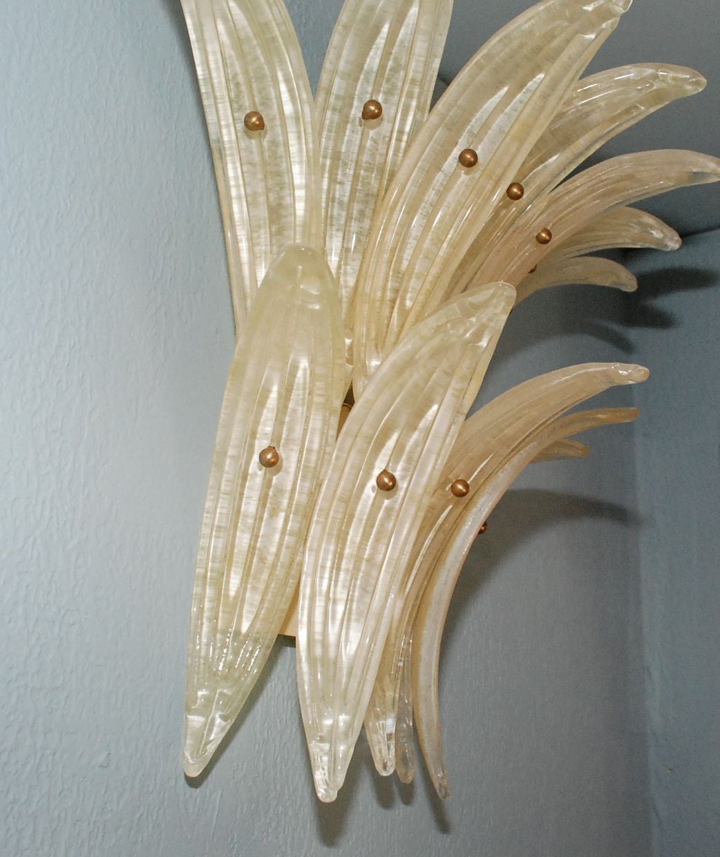 Pair of Barovier & Toso Palmette Sconces In Good Condition In Cathedral City, CA