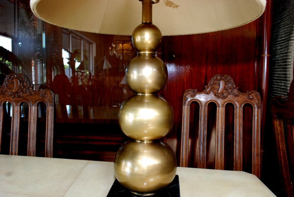 American Brass Table Lamp with Marble Base For Sale