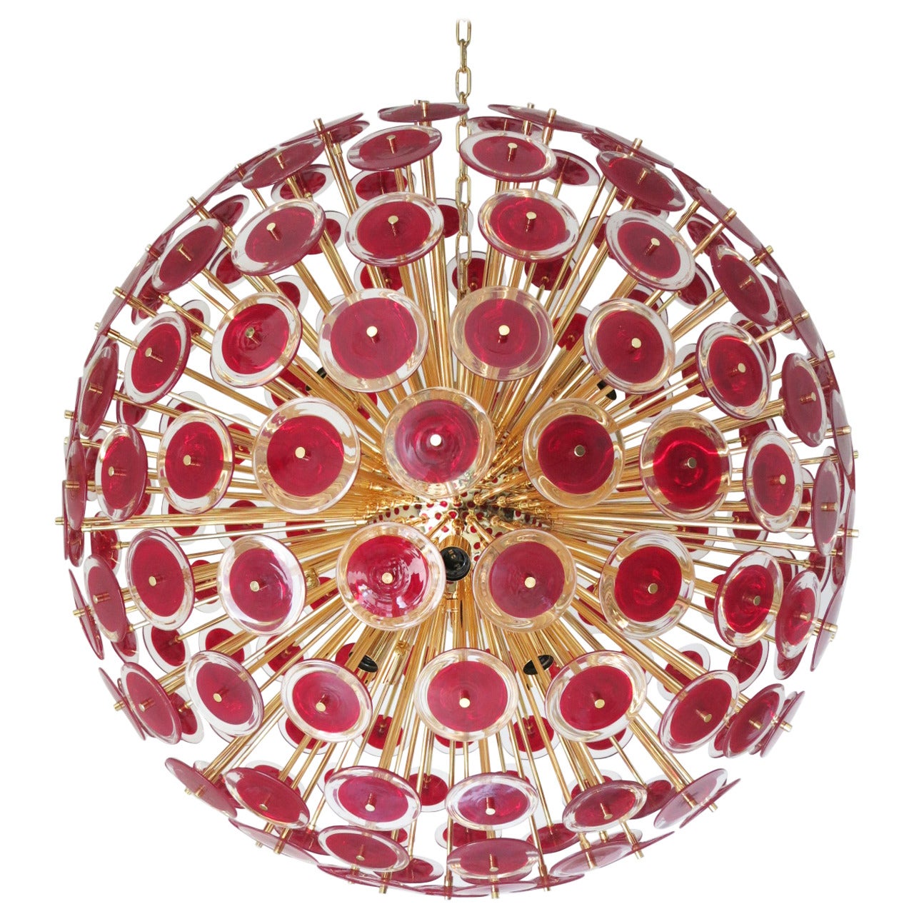 Vistosi Red Murano Glass Sputnik Chandelier