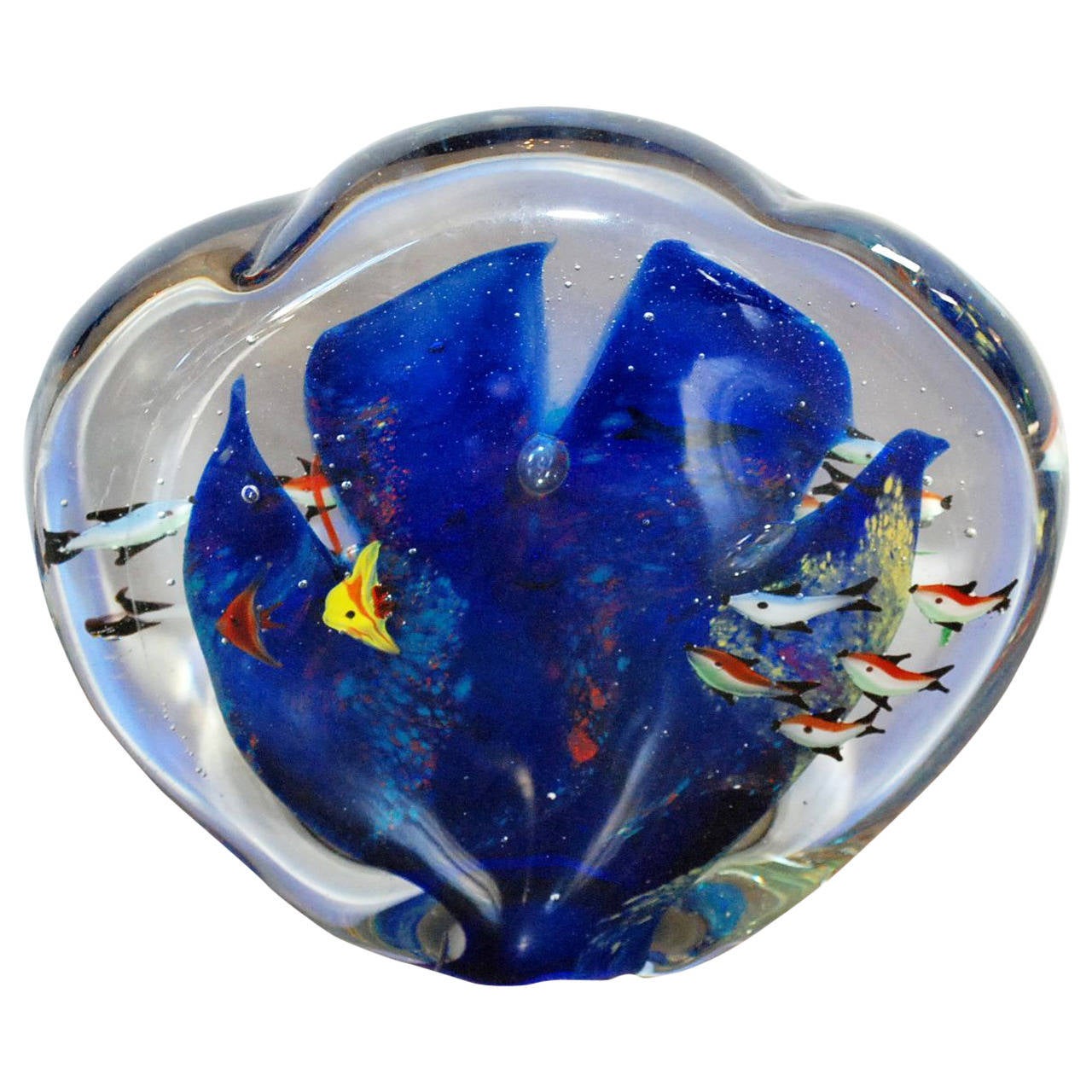 Large Colorful Murano Glass Aquarium Sculpture or Paperweight For Sale