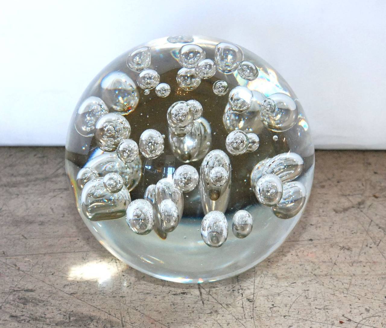 large glass bubble paperweight