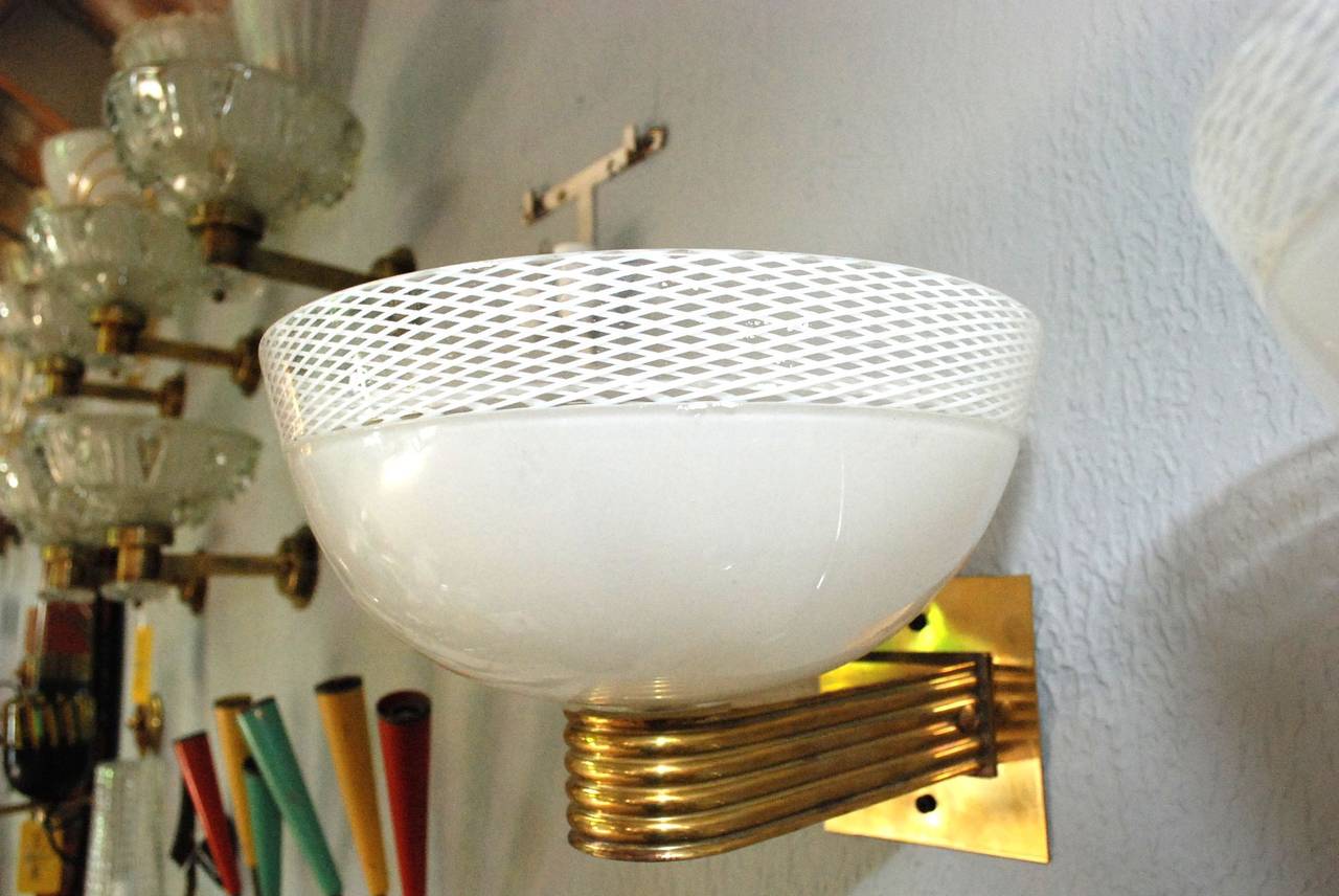Venini Ribbed Cup Sconces In Good Condition In Cathedral City, CA
