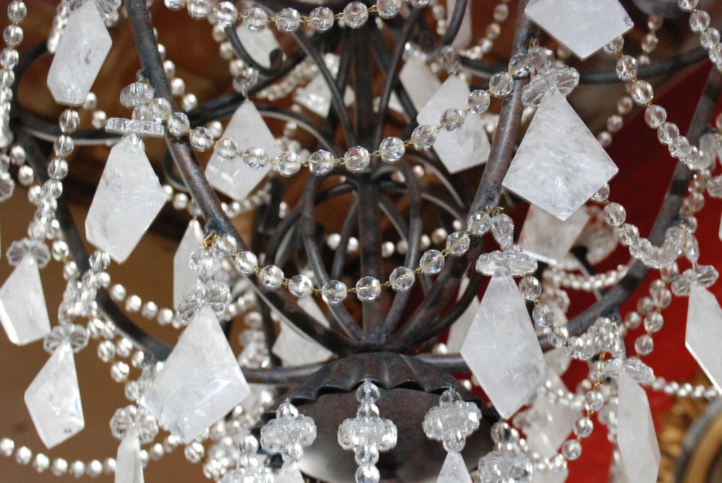 20th Century 1980s Six-Light Rock Crystal Chandelier For Sale