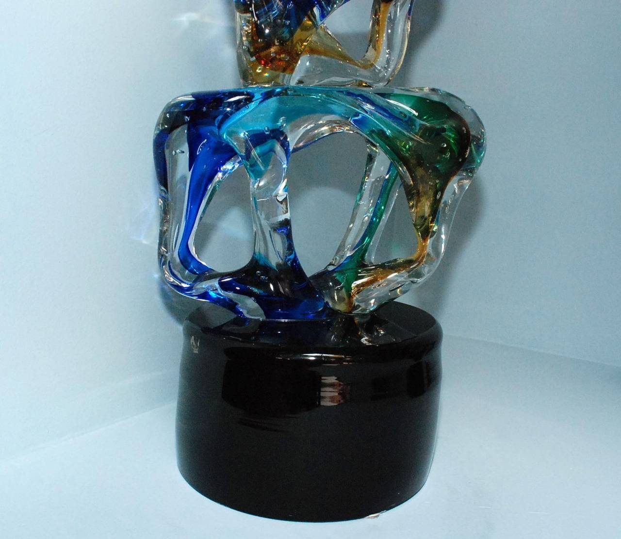 An impressive Murano rainbow sculpture by Sergio Costantini. Signed by artist and has a Murano sticker.
