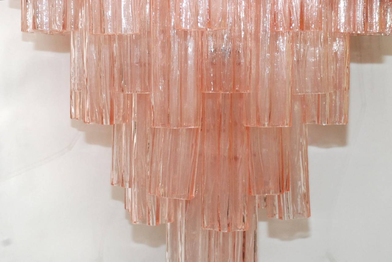Mid-Century Modern Venini Pink Tronchi Chandelier