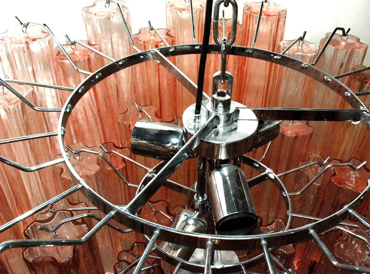 20th Century Venini Pink Tronchi Chandelier