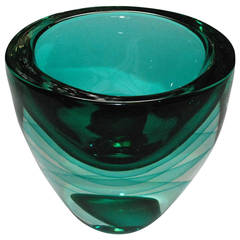 Short Green Murano Sommerso Vase by Romano Dona