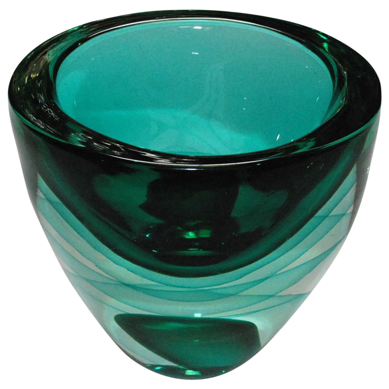 Short Green Murano Sommerso Vase by Romano Dona