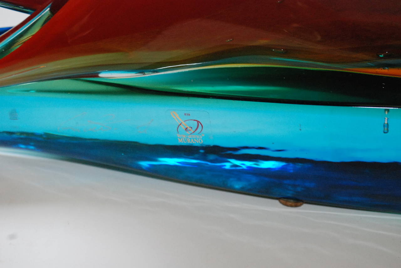 Double Sail Murano Glass Sailboat by Sergio Costantini 3