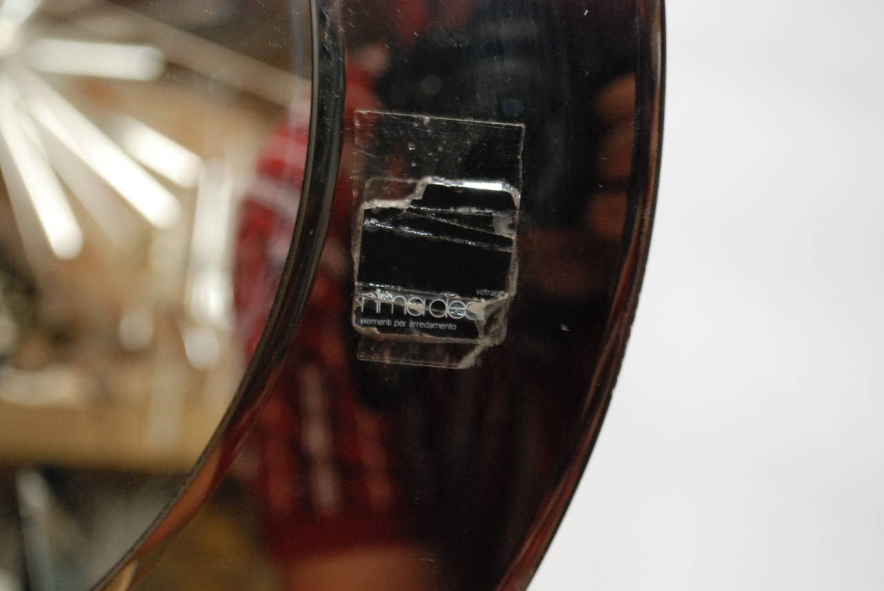 Mid-Century Modern Smoky Glass Round Vanity Mirror by Rimadesio