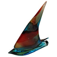 Double Sail Murano Glass Sailboat by Sergio Costantini