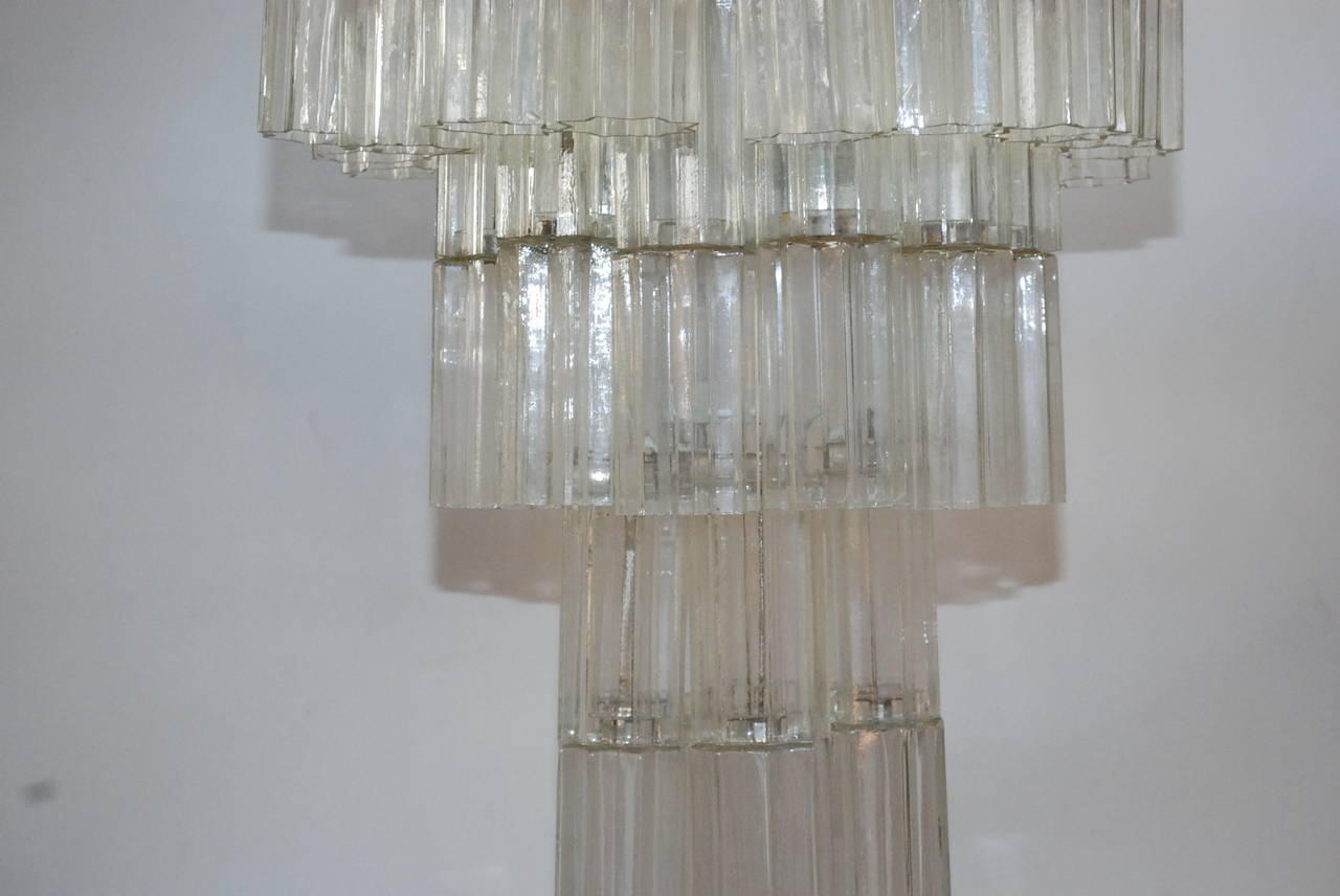 Mid-Century Modern Murano Glass Star Tubes Chandelier in the Style of Venini