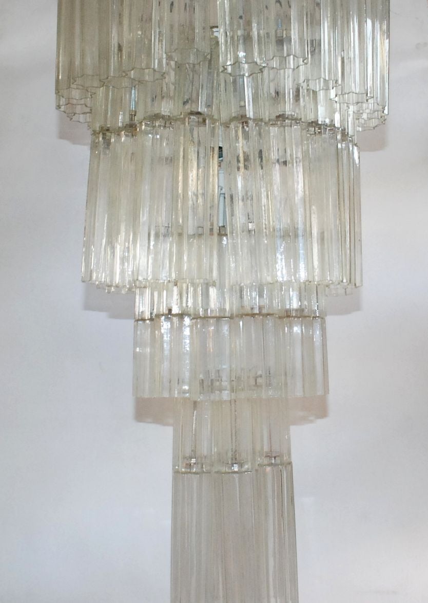 Italian Murano Glass Star Tubes Chandelier in the Style of Venini
