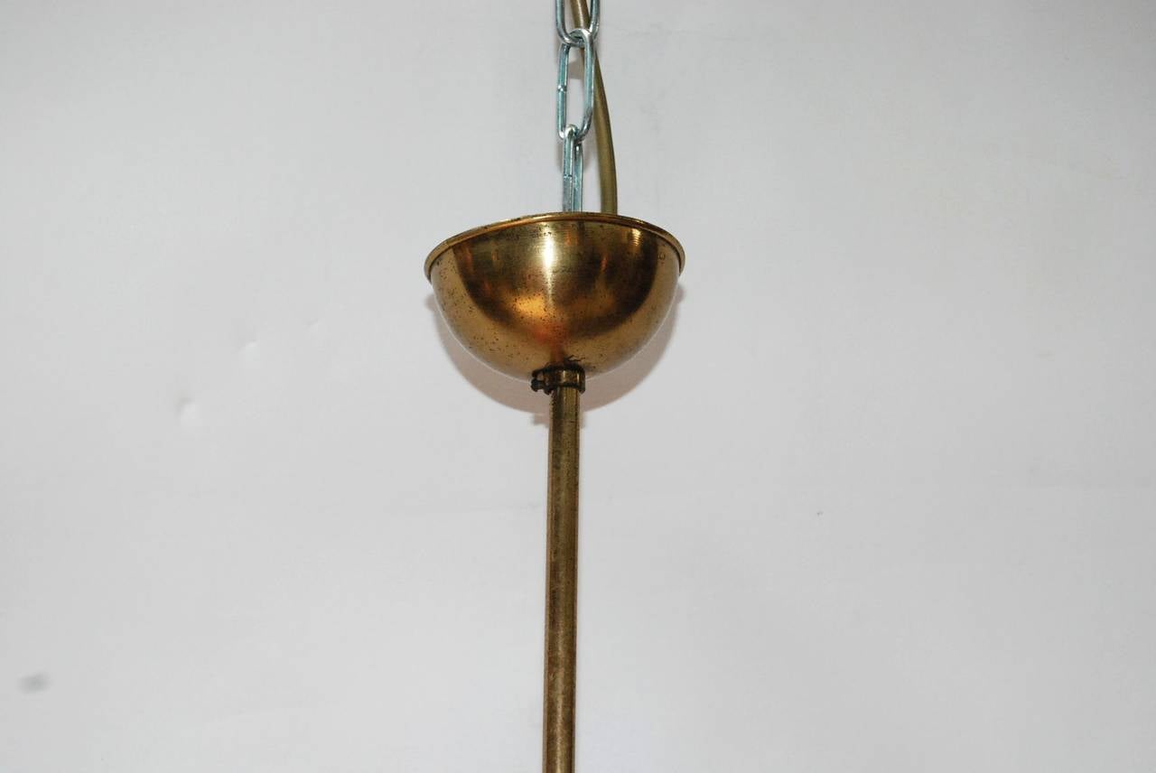Brass Stilnovo Red and Cream Murano Glass Bell Pendant