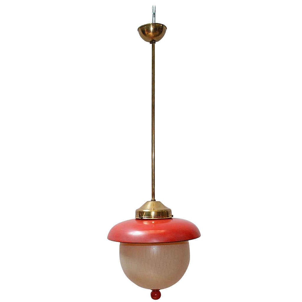 Stilnovo Red and Cream Murano Glass Bell Pendant