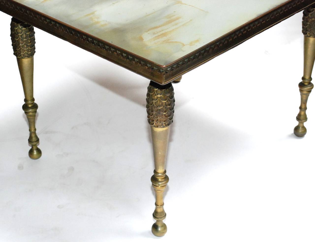 American Pair of Hollywood Regency Mirrored Bronze Side Tables