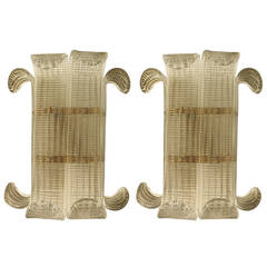 Pair of Barovier & Toso Smoky Leaves Sconces