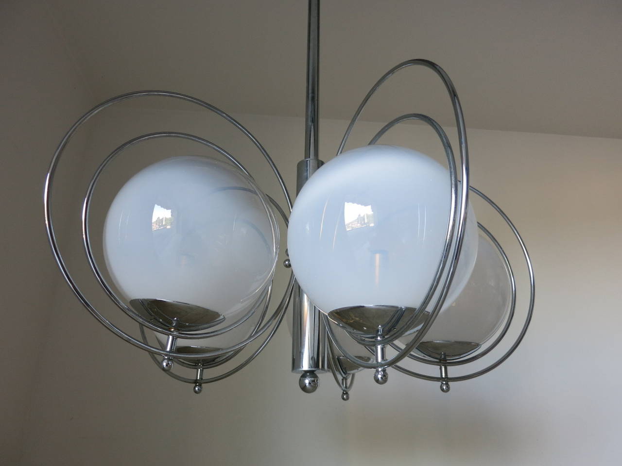 sergio mazza chrome and white glass balls chandelier for sergio mazza chrome and white glass balls chandelier for