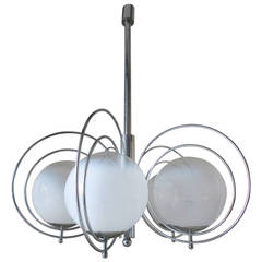 Sergio Mazza Chrome and White Glass Balls Chandelier