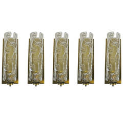 Set of Five Mazzega Cylinder Sconces