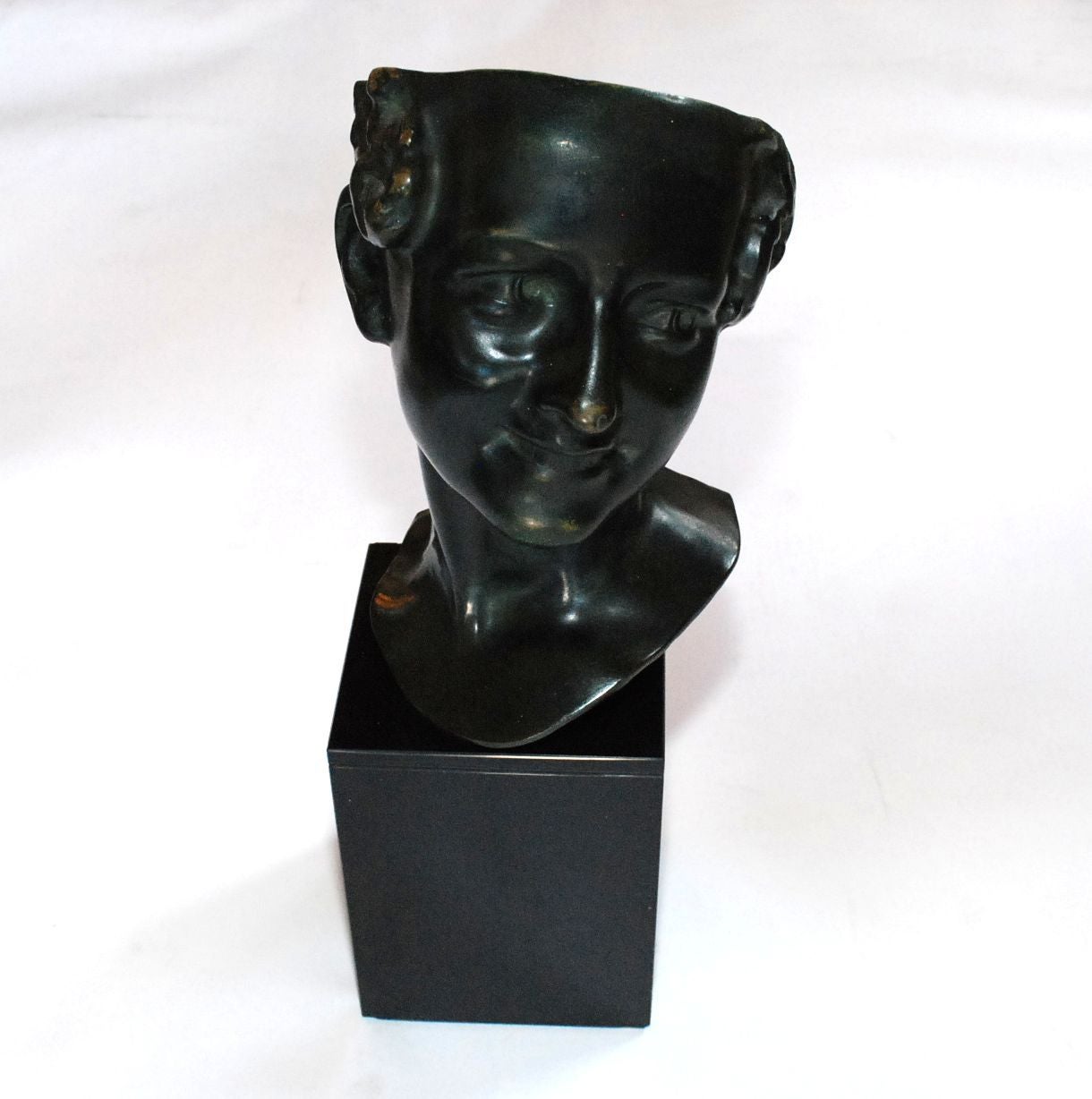 Art Deco Vintage French Bronze Head on Marble Base For Sale