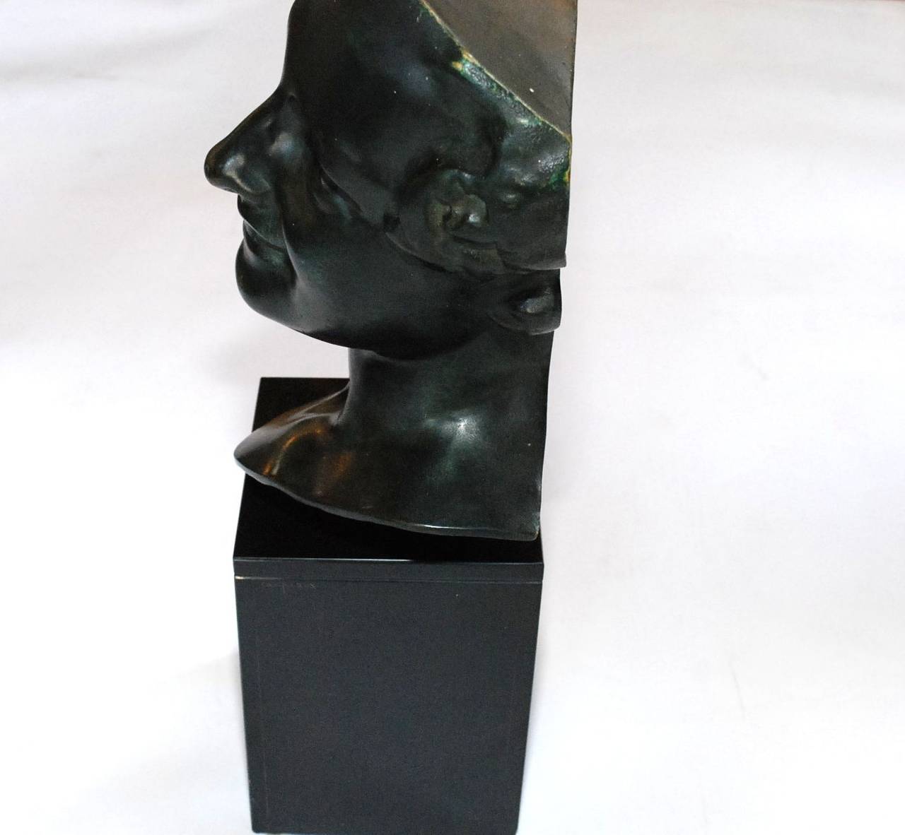 20th Century Vintage French Bronze Head on Marble Base For Sale