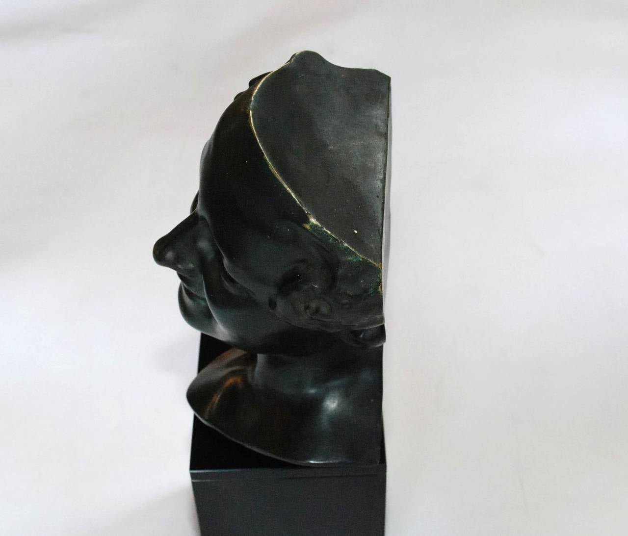 Vintage French Bronze Head on Marble Base For Sale 1