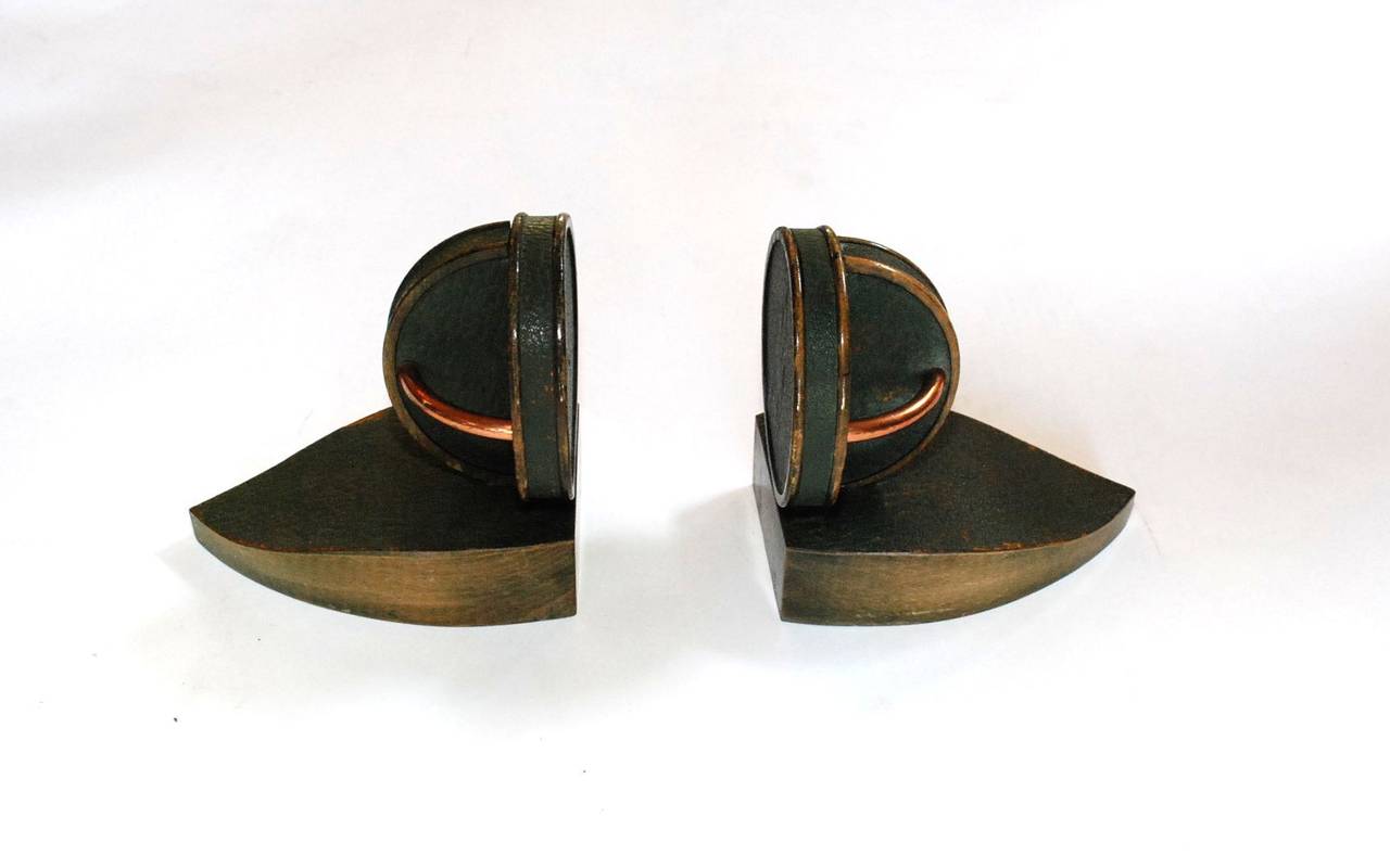 French Pair of Geometric Bookends in the Style of Jacques Adnet