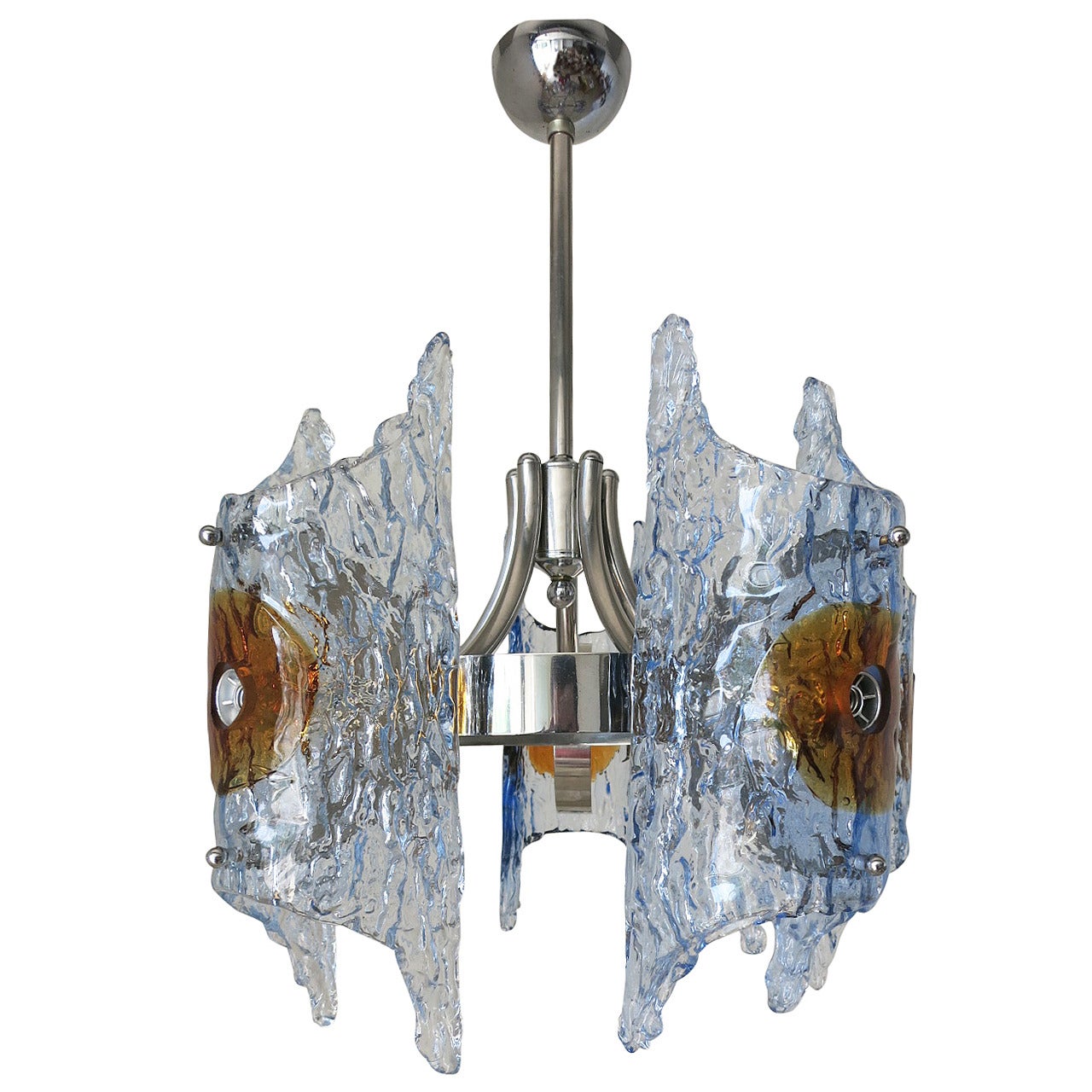 Mazzega Light Blue and Amber Chandelier
