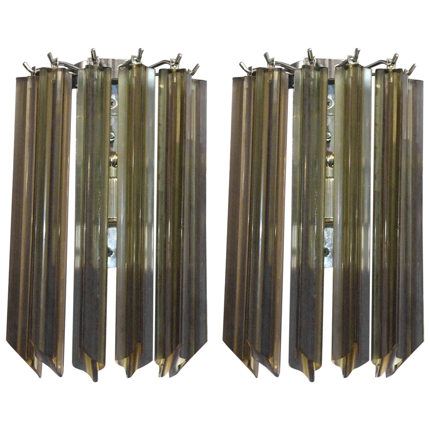 Pair of Venini Smoky Quadriedri Sconces