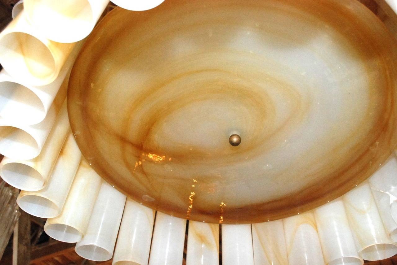Mid-Century Modern Venini Marbled Tube Murano Glass Chandelier