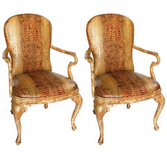 Pair of Louis XV Style Cabriole Armchairs