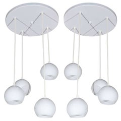 Pair of Midcentury, Four-Light Pendants