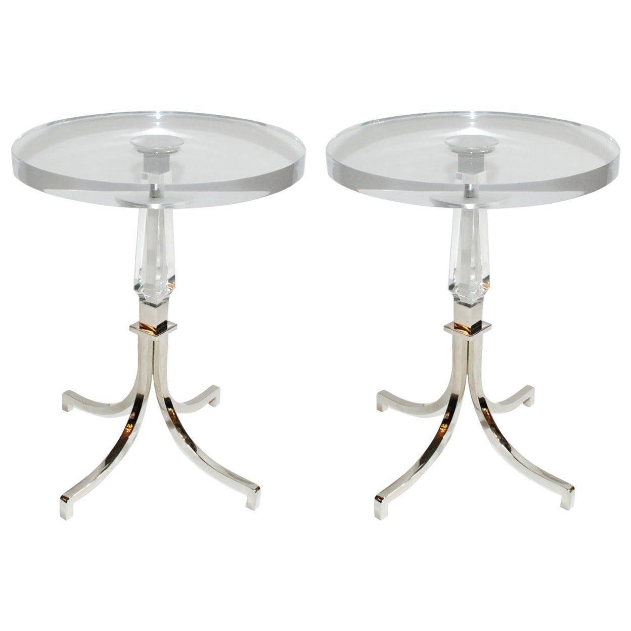 Pair of Regency Style Lucite Side Tables Signed  by Charles Hollis Jones