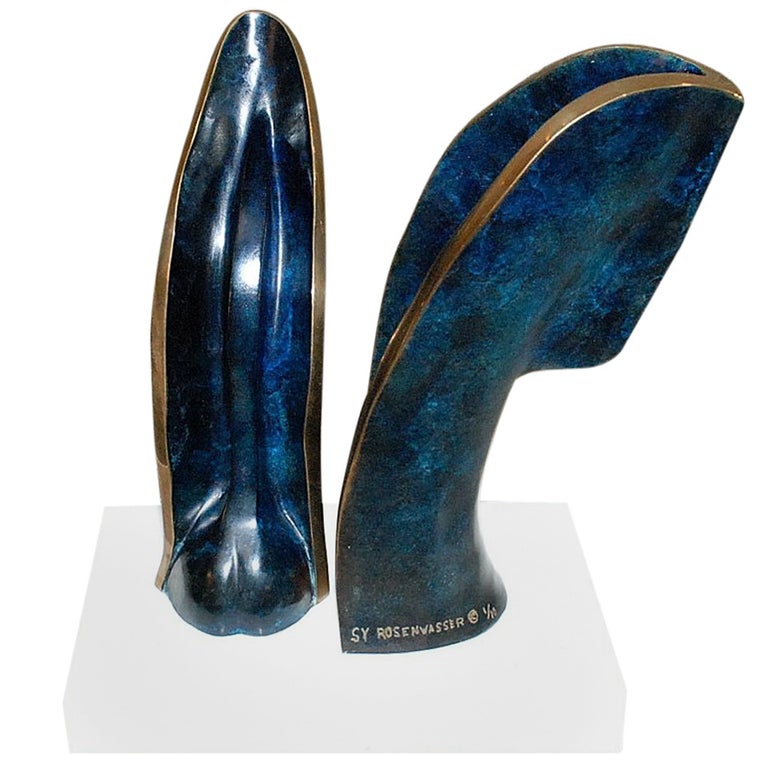 Sy Rosenwasser Bronze Sculpture with Marble Base For Sale