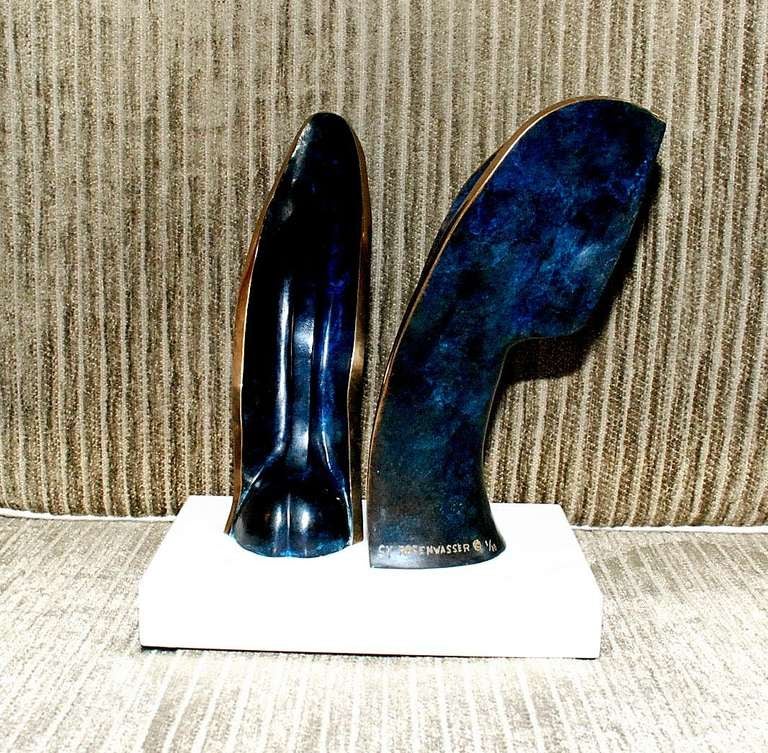 Modern Sy Rosenwasser Bronze Sculpture with Marble Base For Sale