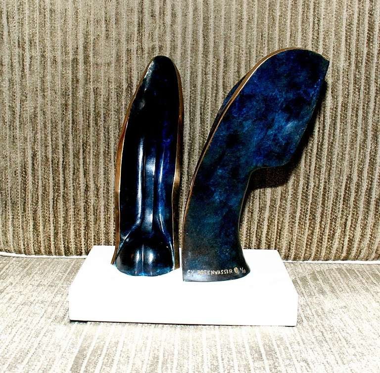 Modern Sy Rosenwasser Bronze Sculpture with Marble Base For Sale