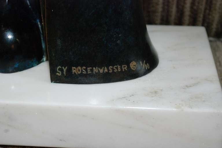 Sy Rosenwasser Bronze Sculpture with Marble Base In Good Condition For Sale In Cathedral City, CA