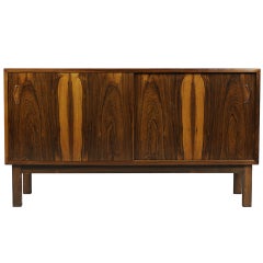Danish Modern Rosewood Sideboard with 2 Sliding Doors and Bold Grain