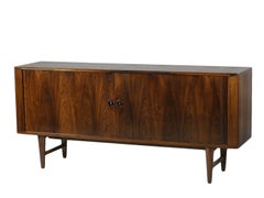 Danish Modern Rosewood Sideboard with Tambour Doors and Round Pulls