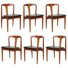 Danish Juliane Leather Dining Chairs by Johannes Andersen, Set of 6