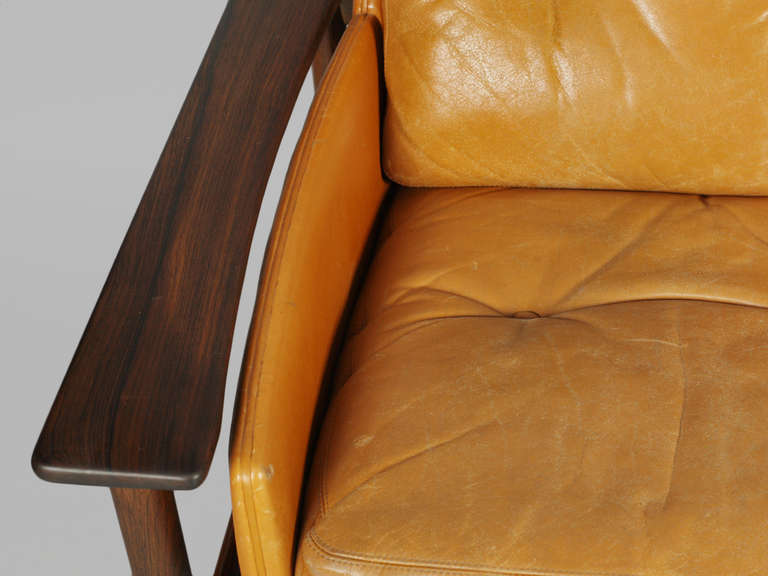 Norwegian Sven Ivar Dysthe Rosewood Leather Sofa