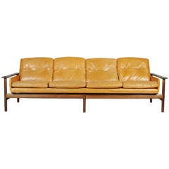 Used Norwegian Sven Ivar Dysthe Rosewood Leather Sofa