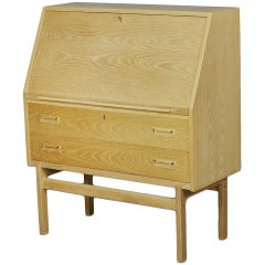 Danish Modern Oak Secretary with 2 Drawers