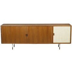 Teak Tambour Door Sideboard with Burlap Door by Arne Vodder for Sibast 2